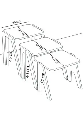 Wooden Coffee Table White Tables Nested Center Table Side Tables Wooden Side Tables 45 Cm Rectangular Table