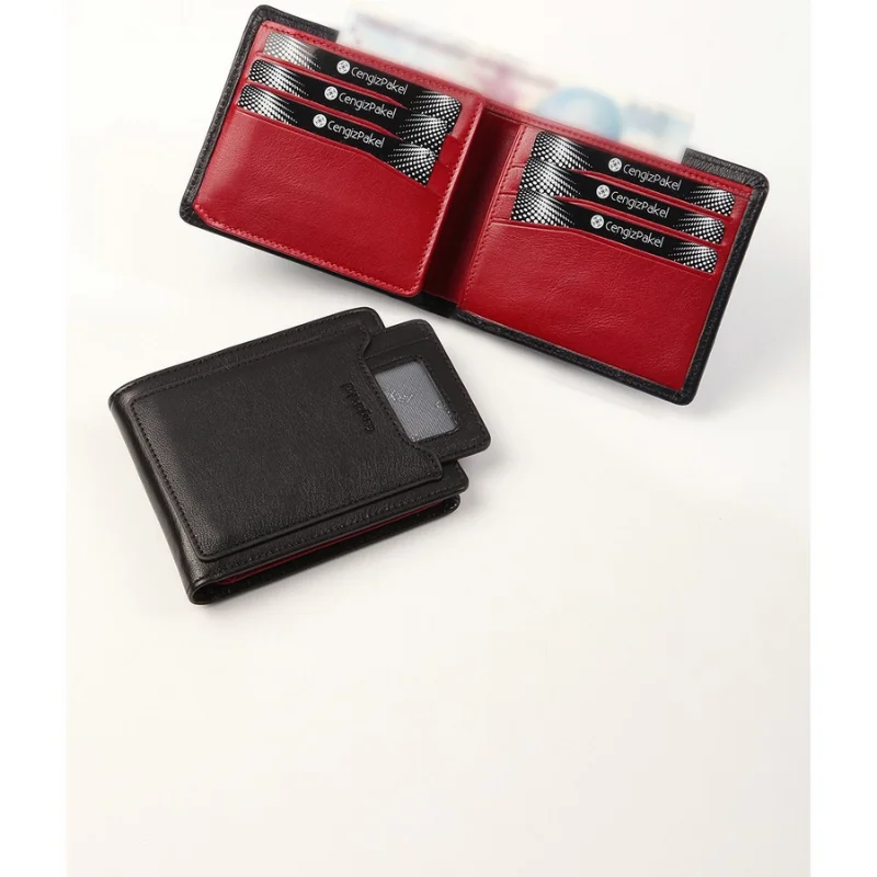Dompet Kulit Hitam-merah Dompet Kartu Pria Dompet Tempat Kartu Dompet Tas Tangan Dompet Pria Sampul Paspor