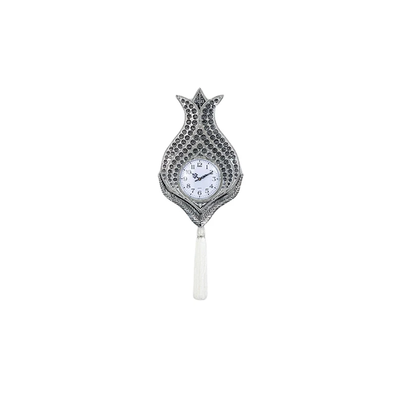 Tulip Clock Esmaul- Husna Gold and Silver Home Decor Miniature Ramadan Eid Gift New Home First Quality Polyester Size 28*44 cm