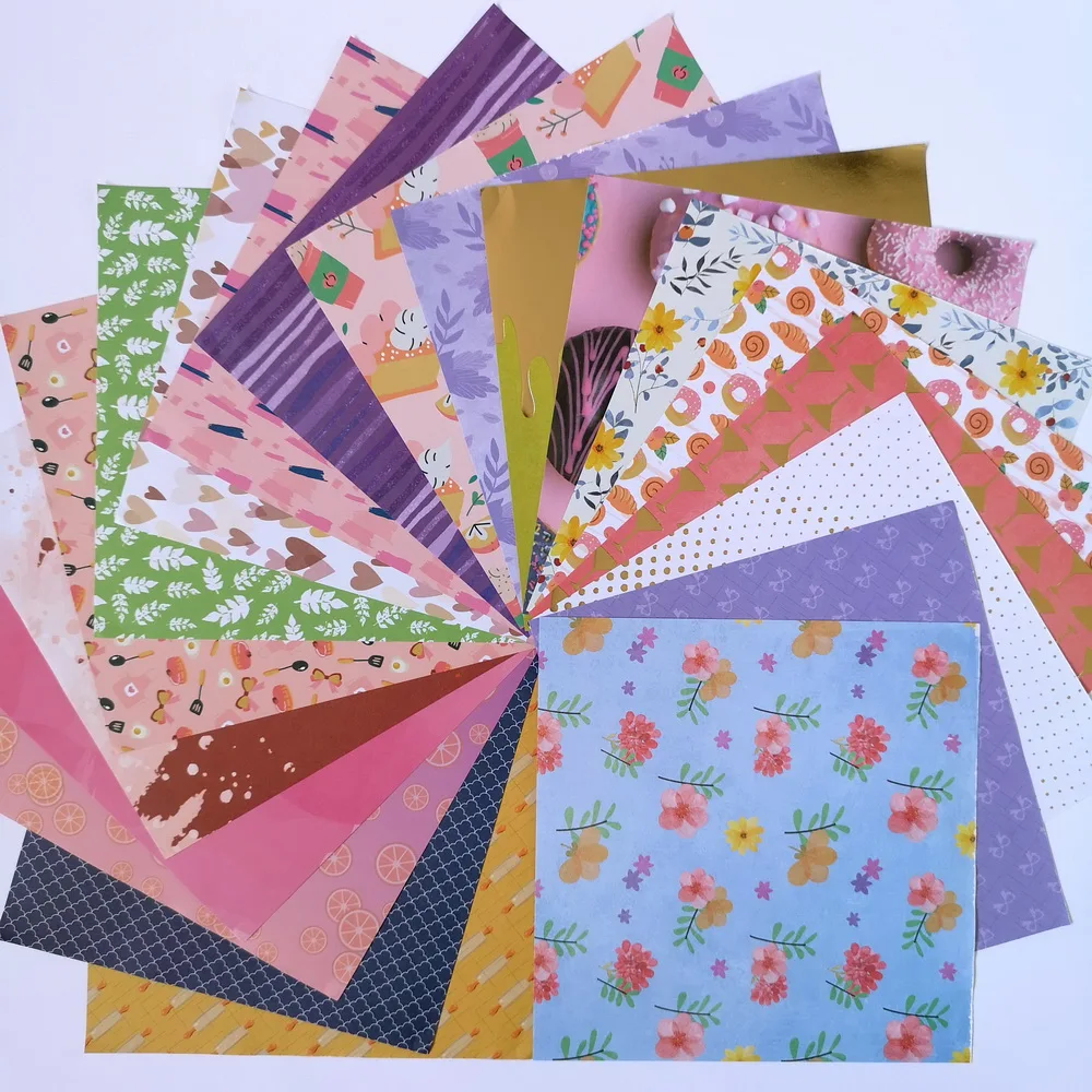 Creative Path 6 Inches Brunch Pattern Scrapbook Background Paper Decorative Scrapbooking DIY Junk Journal Origami Paper 15x15cm