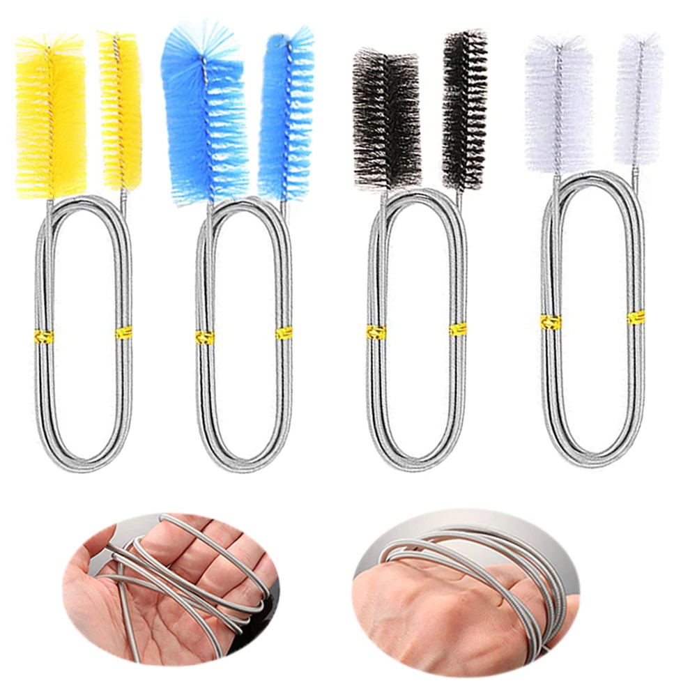 90/155/200CM Aquarium Cleaning Brush for Hose Air Tube Stainless Steel Flexible Double Ended Pipe Brush Fish Tank Accessories