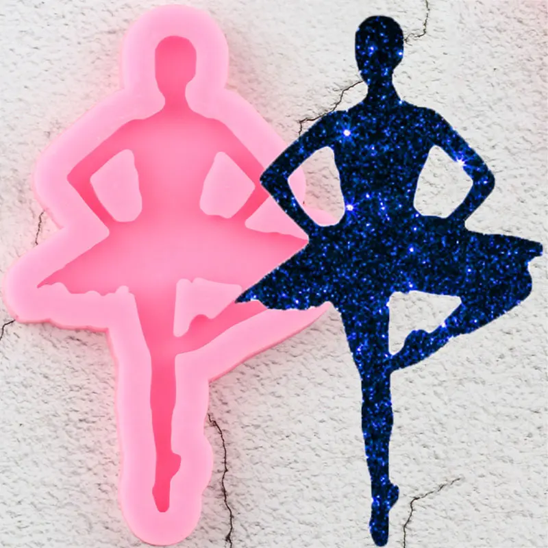 Shiny Ballet Girl Silicone Mold Craft Custom Keychain Epoxy Resin Jewelry Making Molds DIY Handmade Charms Mould Pendant