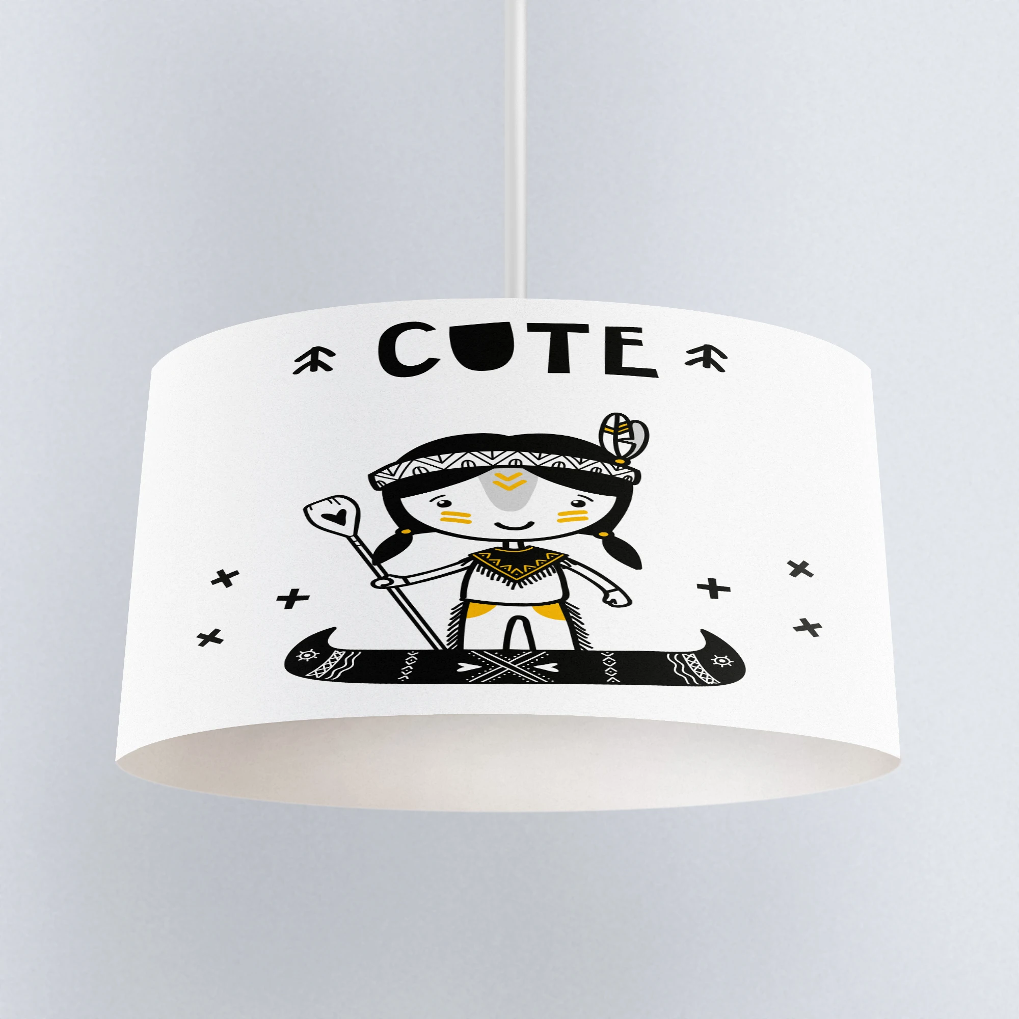 

Else Black Grey Yellow Bohemian Cute Girls Print Fabric Kids Chandelier Lamp Drum Lampshade Floor Ceiling Pendant Light Shade