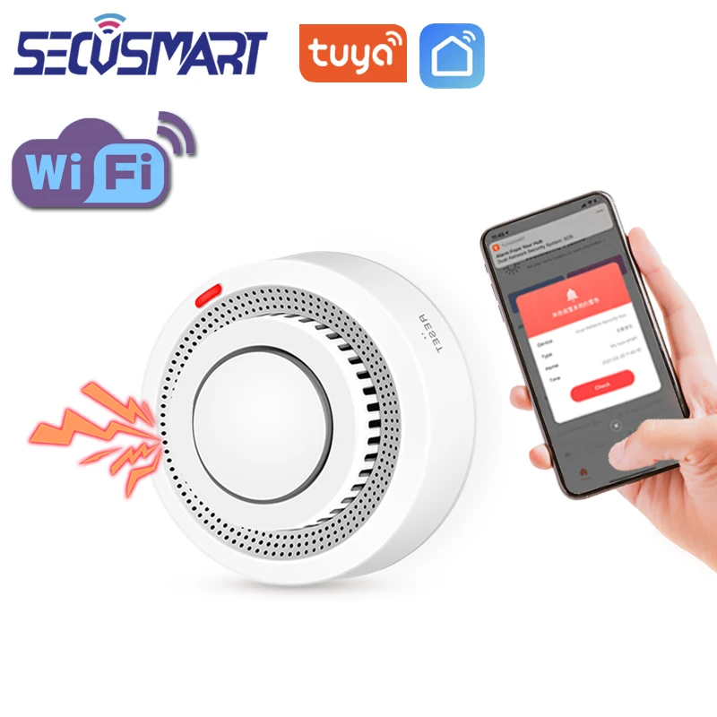 Tuya Wifi Rook Sensor Keuken Veiligheid Rookmelder Rokerij Combinatie Fire Alarm Home Security System