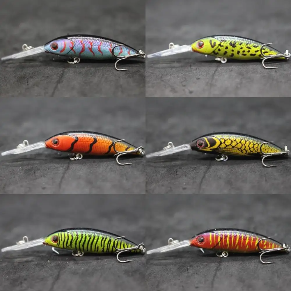 wLure Minnow Crankbait Fishing Lures 4g 7.6cm 2-3 Meter Diving Lightweight Slow Floating Bait for Carp Fishing Size 8 Hooks M514