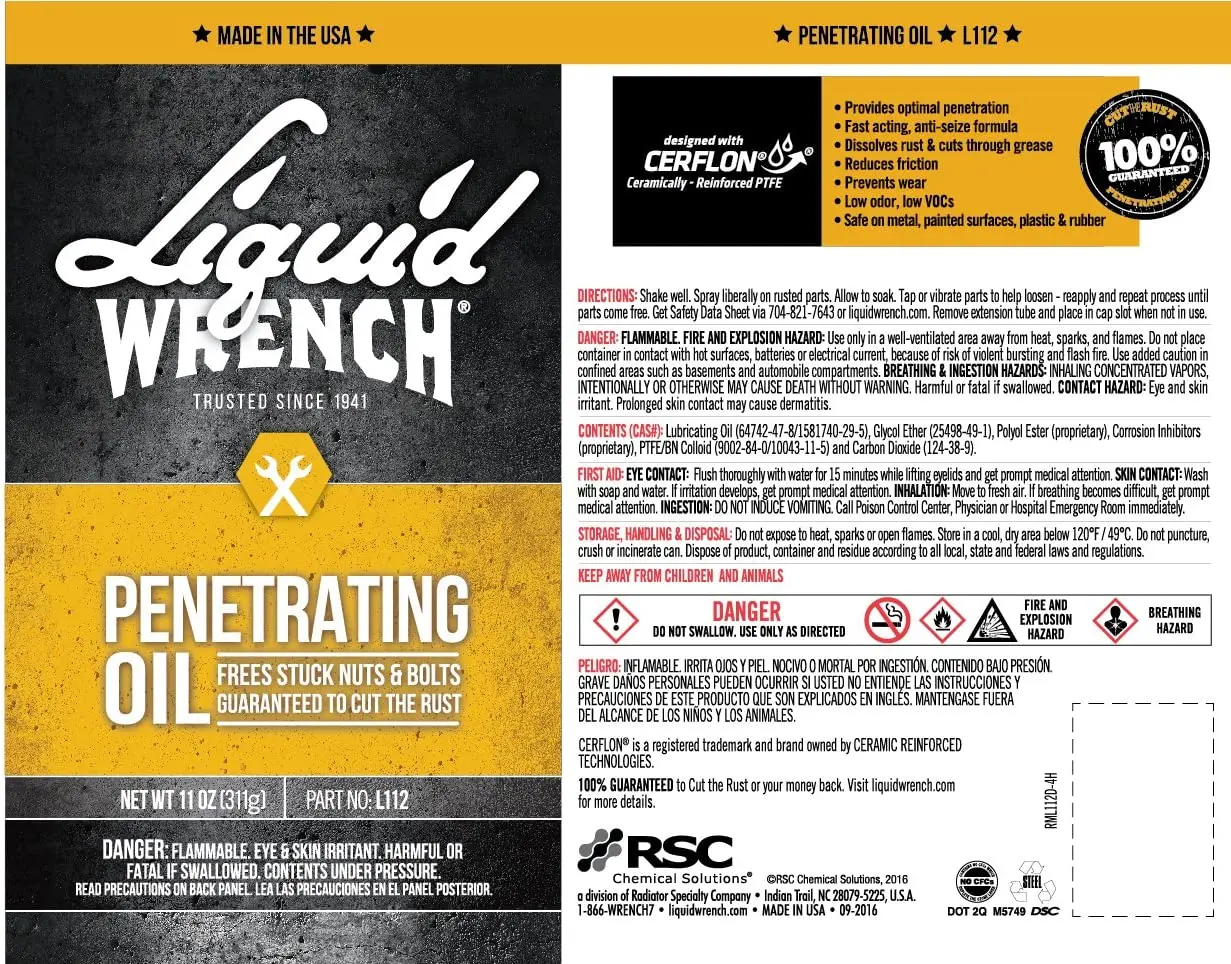 Liquid Wrench Rust Remover, american rust remover, rust remover, lubricating rust remover, general lubricant, odorless rust remo