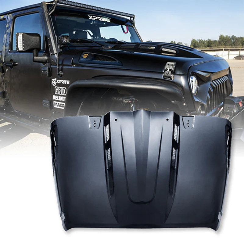 

For wrangler Jk JL 2007-2021 Avenger Series Hood Cover Modified Black Engine Protector Auto Parts Accessories Steel Functional