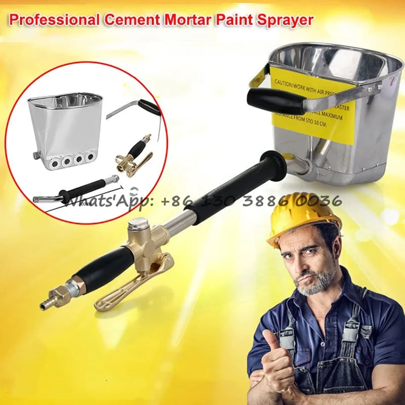 

Good Quality Wall Roof Putty Cement Mortar Grouting Spraying Machine Plastering Sprayer Hopper 4 Jet Air Stucco Paint Spray Gun