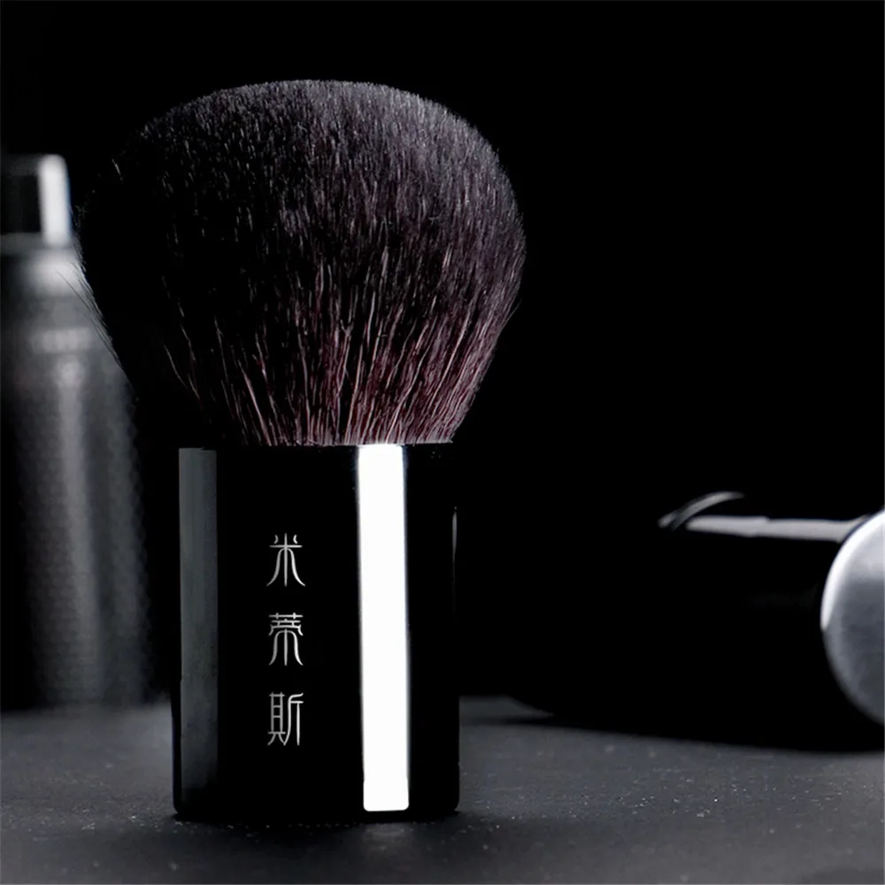 Buff Bronzer Powder Kabuki Makeup Brush - Natural Bristle on-the-go Powder Blush Bronzer Brush