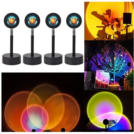 Sunset 5 Lent Projector Set of So Rainbow Sun red LED night light light for bedroom home wall background TikTok lamp