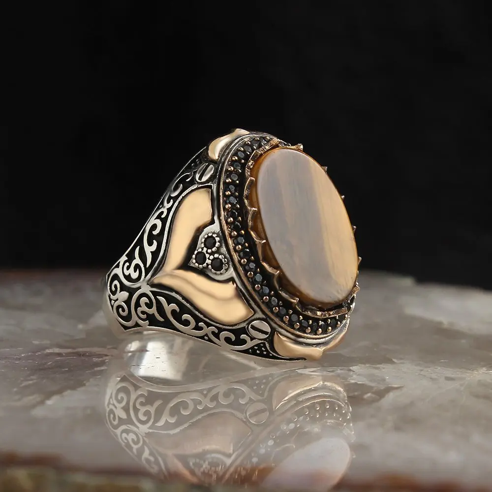 

Tiger's Eye Stone Men 'S Silver Ring