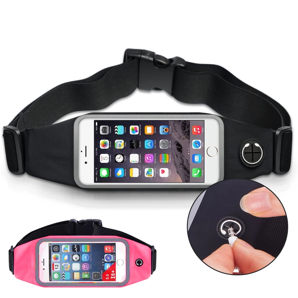 Sports Fanny Pack running Cycling Hiking Elastic Bag for Mobile Phone and Earphone Zipper Waterproof 4.7 and 5.5