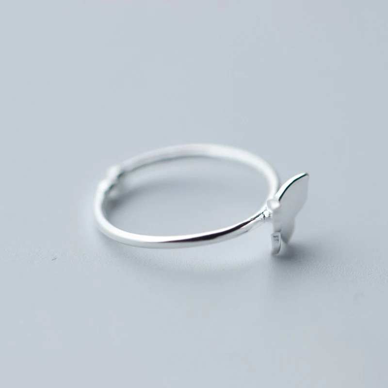 Versilberte Blütenblätter-Ringe für Frauen, süßer, schlichter, modischer, offener, verstellbarer Schmetterlingsring, Partyschmuck, Geburtstagsgeschenk – Detail 12