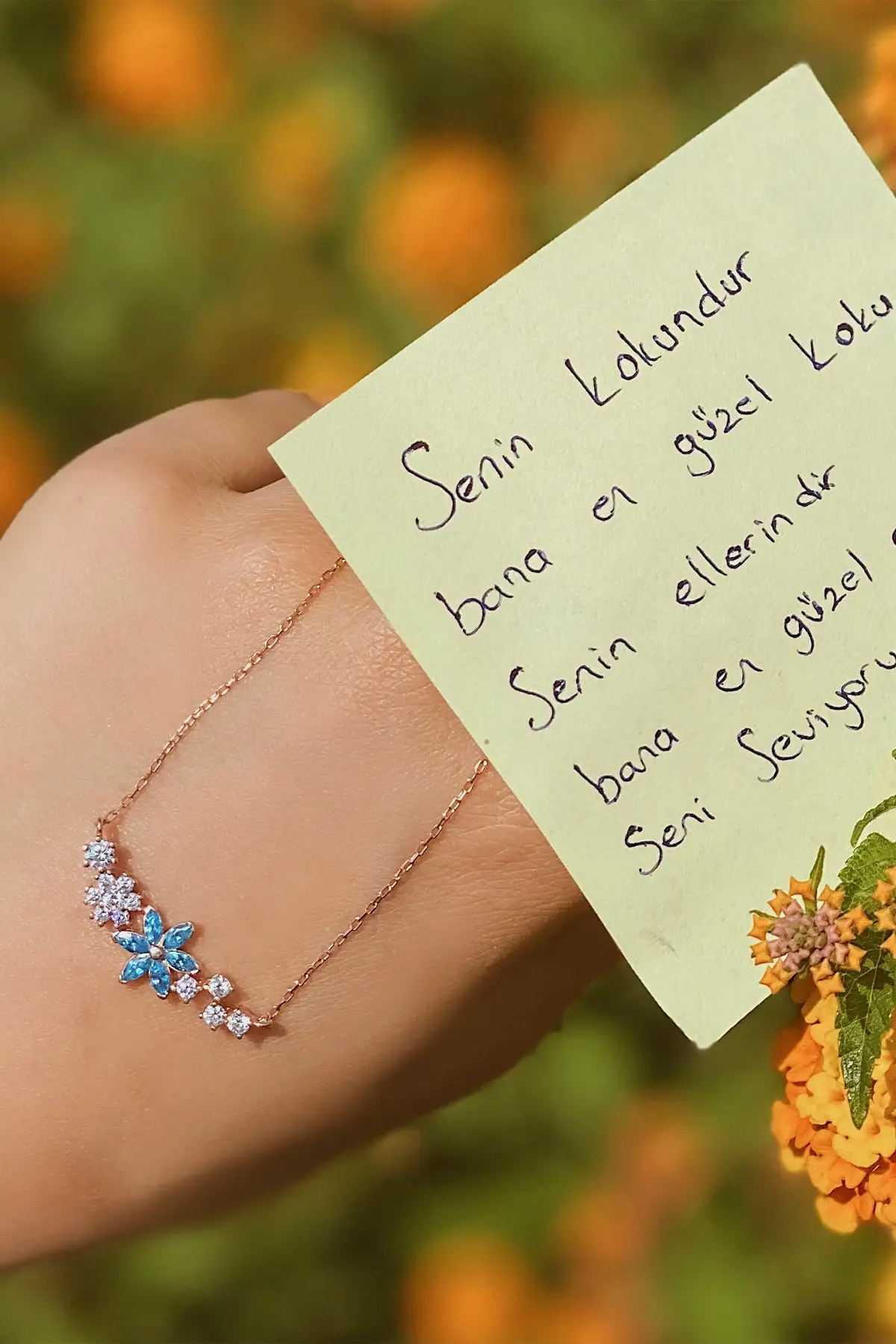 LOTUS SILVER Forget-Me-Not Flower 14K Rose Gold Plated Women\'s Necklace. Perfect design. sexy women. hello summer. beach.beach.