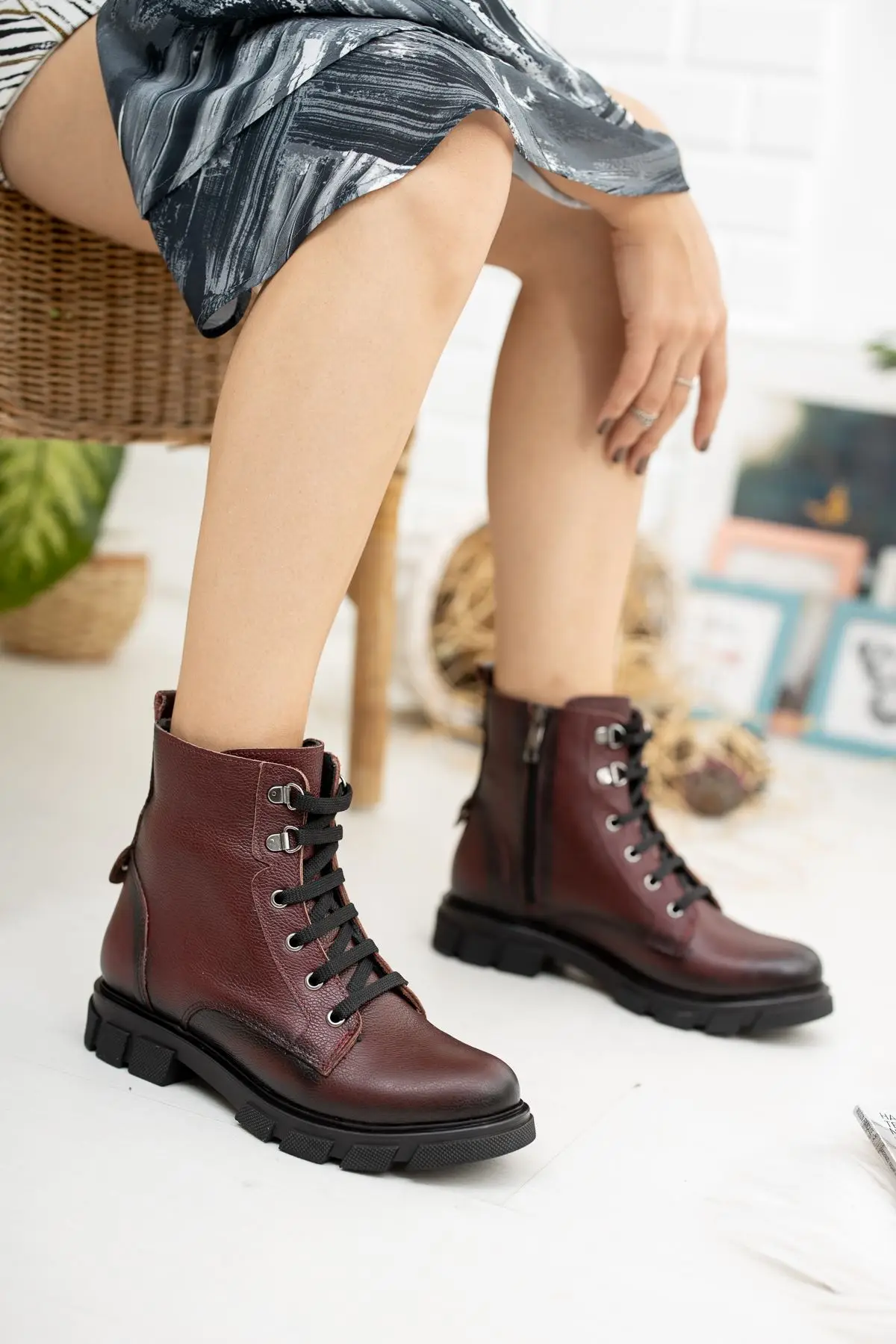 E2010 Women Boots Genuine Leather Women Boots Cold resistant Boots for Women  Winter Autumn Black, Brown, Burgundy