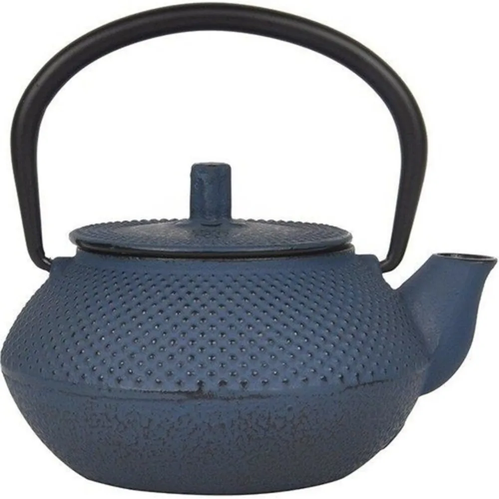 2022 New design high quality Linden Hyacinth 750ml Sky Blue-Black-red Cast Iron Teapot Vintage Blue Herbal and Tea Infuser with