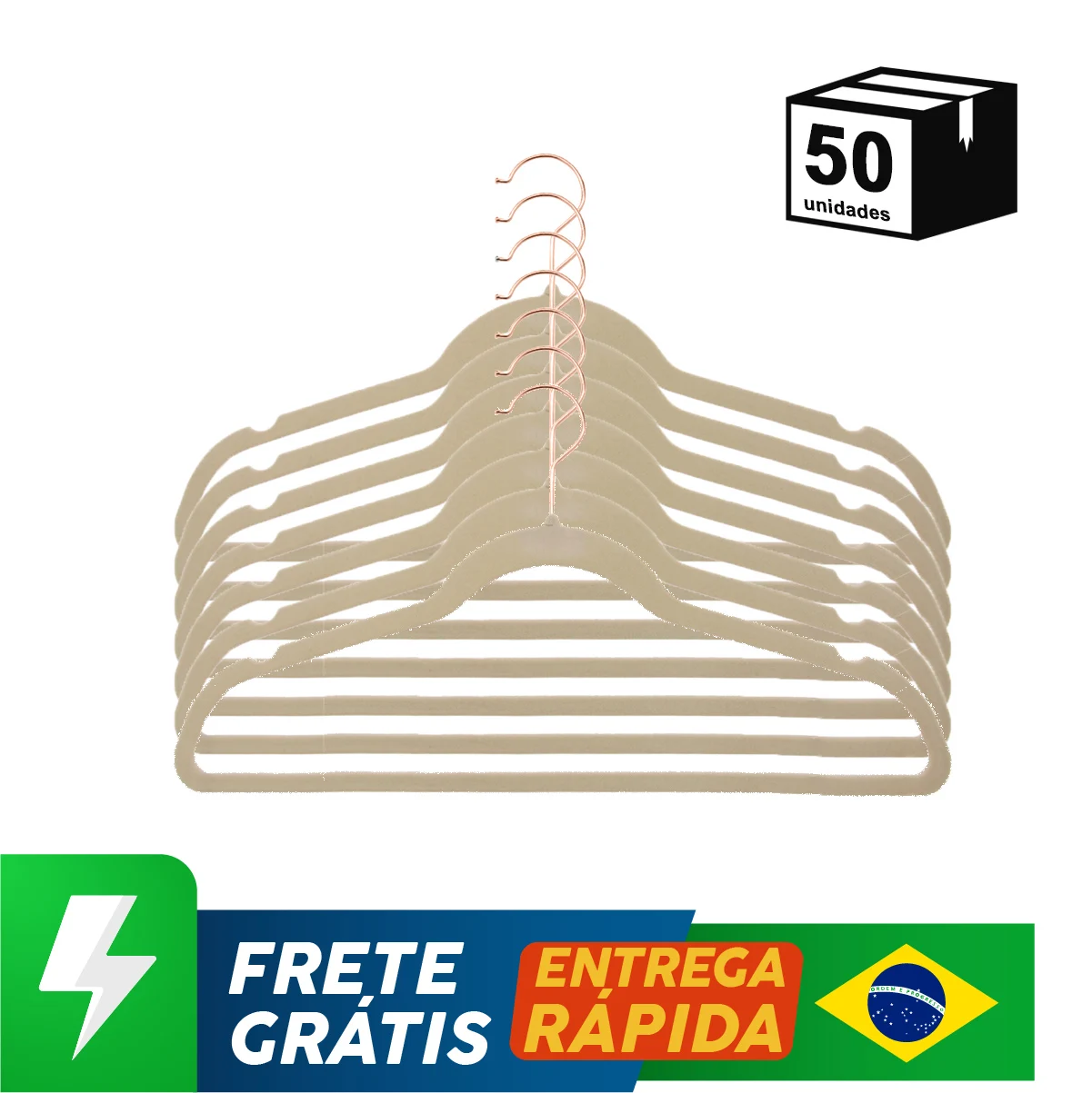 50 Pçs Cabide Veludo Ultrafino Gancho Cobre 360 ° Unissex Multifuncional Roupas Camisas Camisetas Organizador Casa Closet