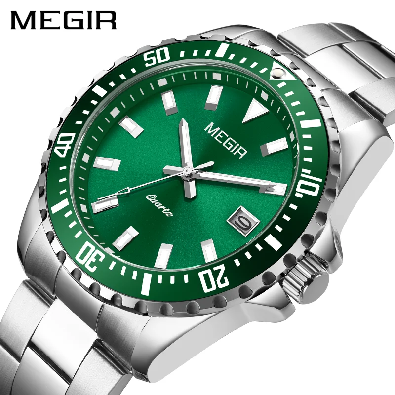 

MEGIR Luxury Business Quartz Watch Men Brand Stainless Steel Calendar Army Military WristWatches Clock Relogio Masculino Male