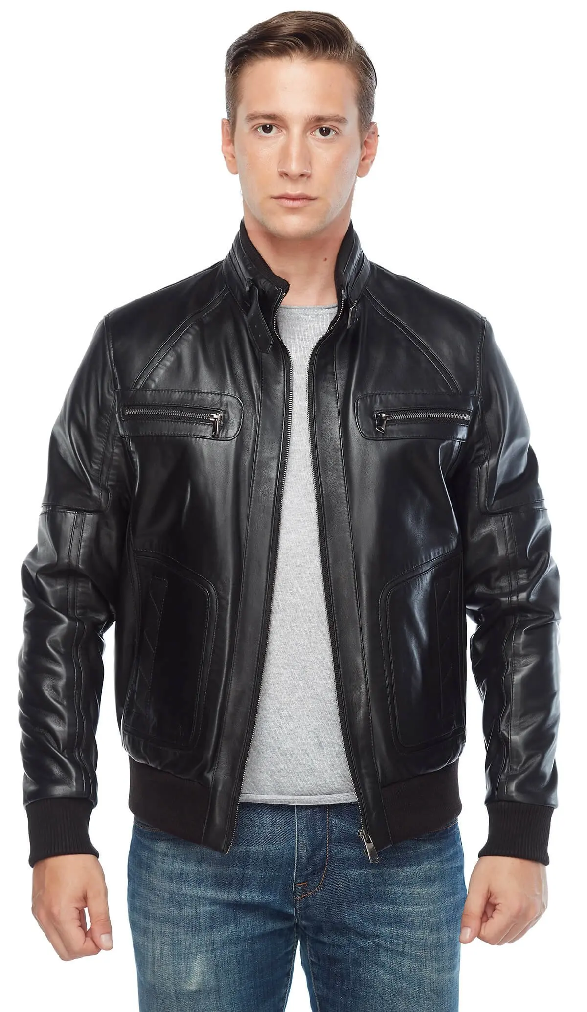 Feni Áo Khoác Da Nam Đen Ban Đầu Da Cừu Thu Đông 2022 Biker Slim Size Lớn VintageTürkiye