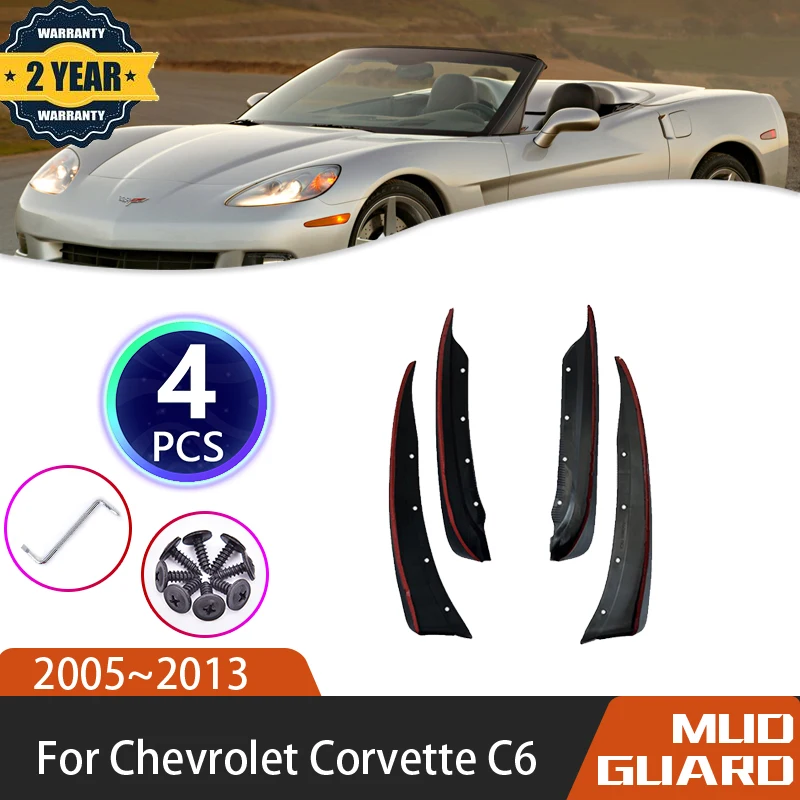 Auto Mudguard For Chevrolet Corvette C6 2005-2013 Fender Splash Flap Wheel Arch Pads 4-Piece Set Of Car Accessories 2006 2007