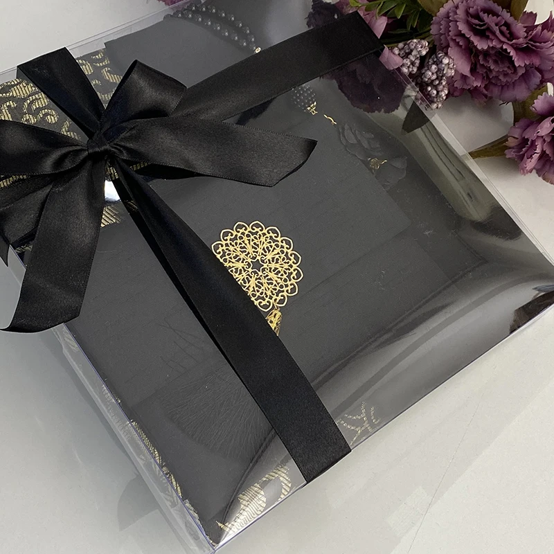 Black Velvet Islamic Gift Set Arabic Yaseen Prayer Mat Tasbih Hajj Favors Gebedskleed Islam Coran Muslim Rug Mother Father Days