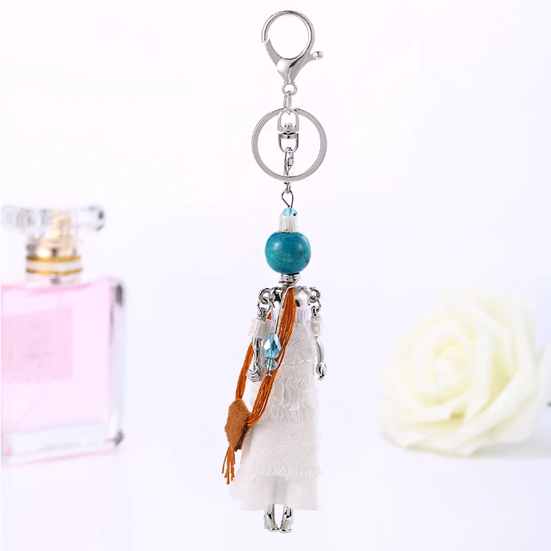 HOCOLE Fashion women cute doll bag keychain new trendy baby car pendant girls Flower key chains lovely Christmas gifts