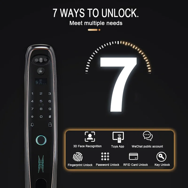 Tuya Smart 3D Face Door Lock Security Face & Camera Monitor Intelligent Fingerprint Password Biometric Electronic Key Unlock