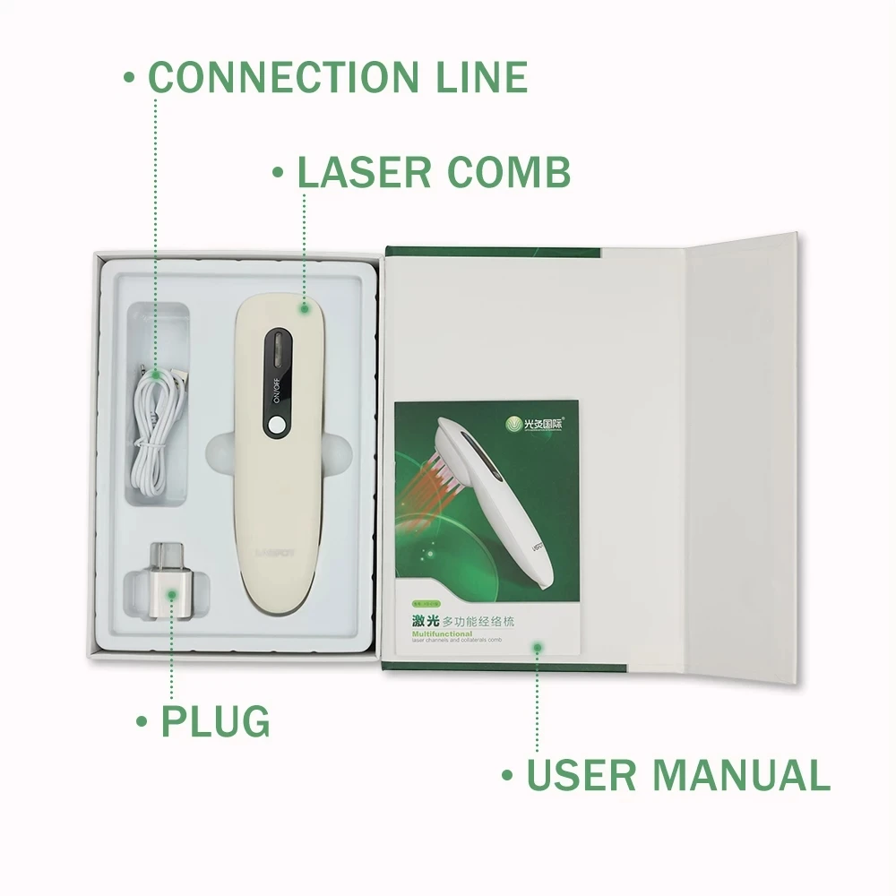 Laspot Electric Wide Tooth Hair Massage Comb for Scalp Brush Low Level Laser Comb for Hair Regrowth Home Use Anti Hair Loss