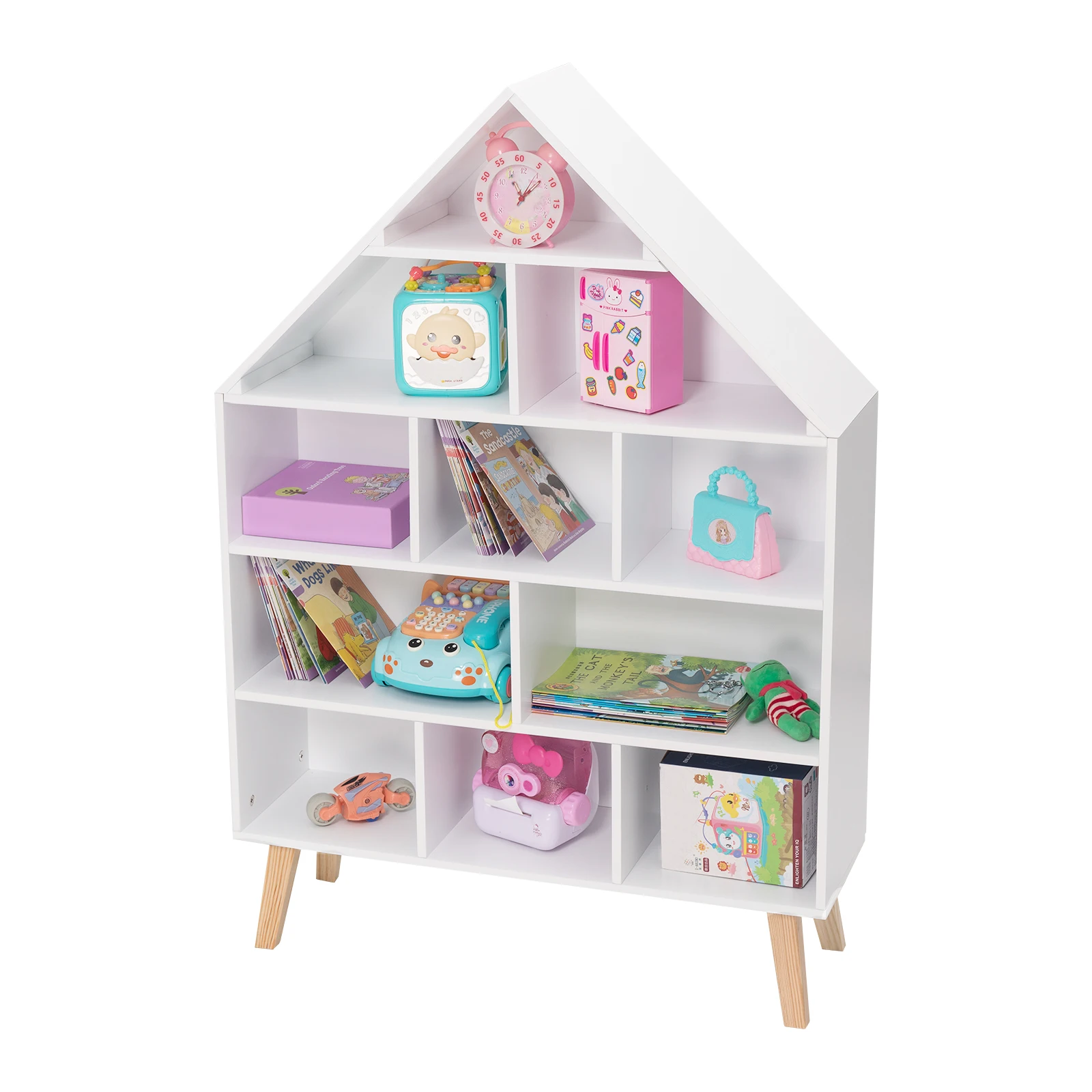 Children's Bookshelf  Bookcase with 5 Levels Toy Organizer Storage Shelves Kid Display Living Room Decoration Furniture