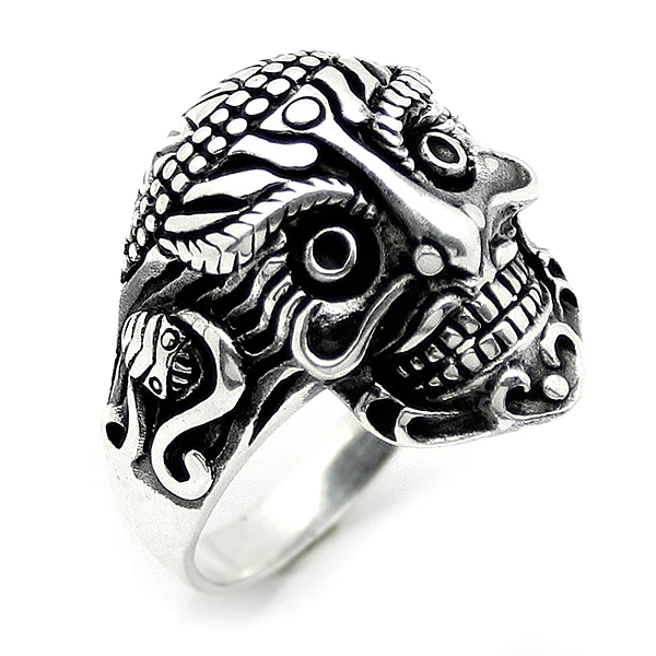 Mens Ring 925 Sterling Silver Ring Skull Monster Gothic Style Rings Jewelry Ring For Men Rings for Women Men`s Rings Men Jewelry