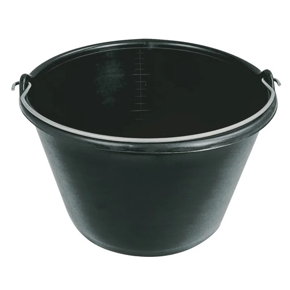 Black plastic cube 16 litres | Polyethylene, graduated interior, handle 5,3mm