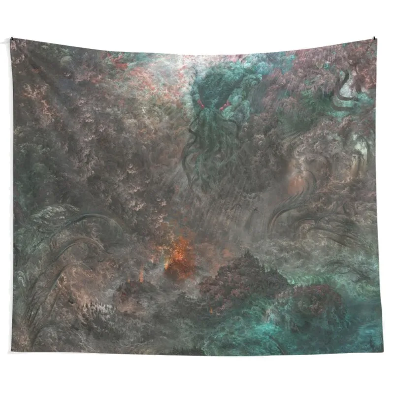 Gaslight Gatekeep Girlboss Fractal Cthulhu Tapestry Wall Hanging Art for Bedroom Living Room Decor College Dorm Party Backdrop