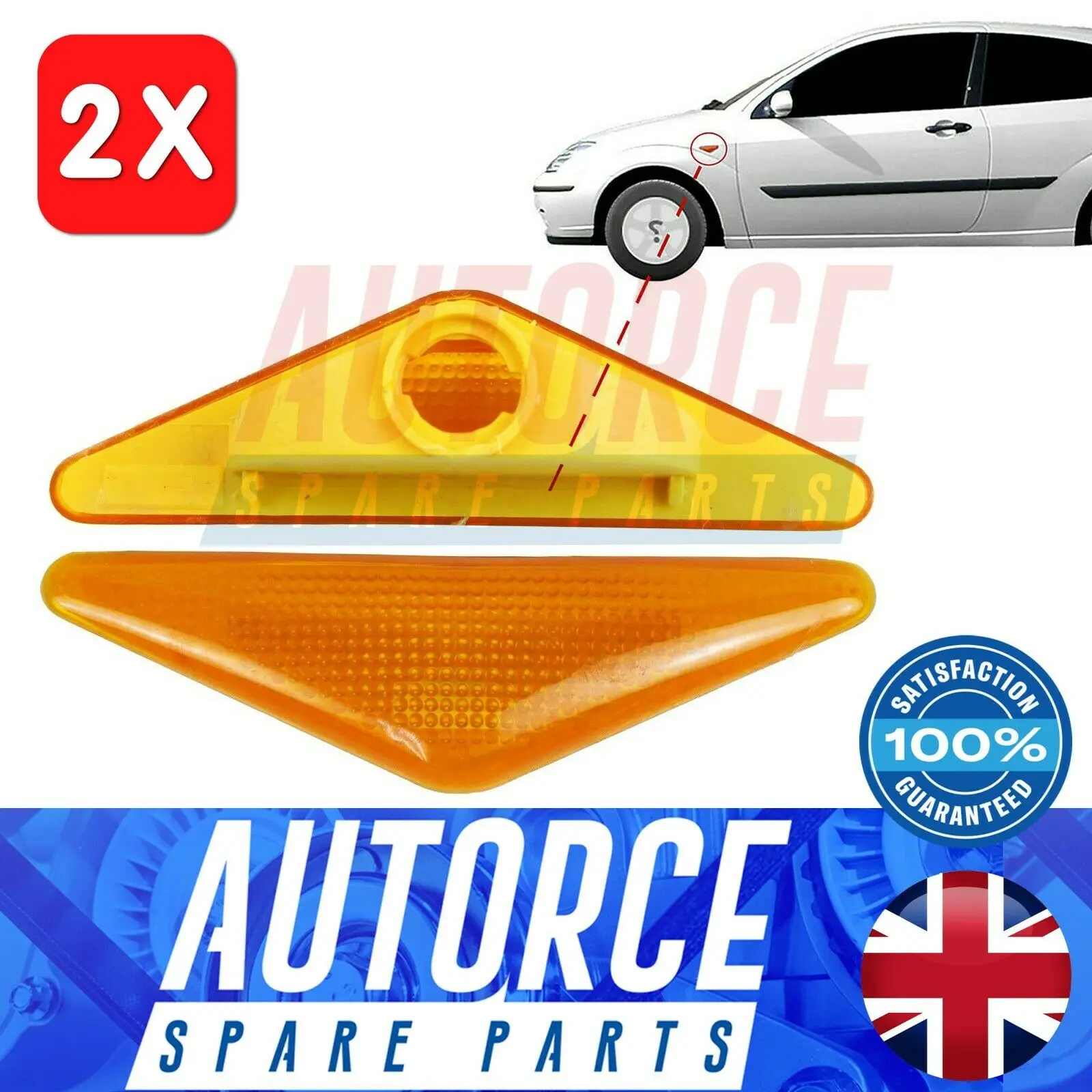 AUTORCE 2X SIDE INDICATOR REPEATER LIGHT LAMP ORANGE LENS INTENDED FOR FORD FOCUS MK1 TURNIER 98AB-13K354-AA, XS4X-13K309-AA