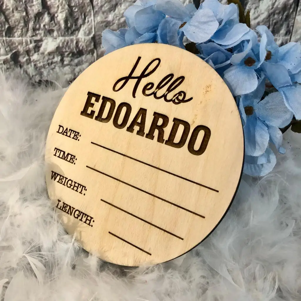 Baby Birth Sign with Custom Name Stats Sign Wooden Milestone Card Month Personalized Newborn Children Photo Props Gift Favor