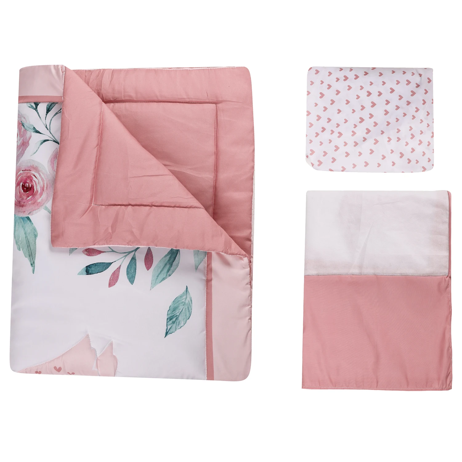 Juego de ropa de cama de microfibra cepillada para cuna de bebé, diseño de cisne y flor para niñas, gran oferta que incluye edredón, sábana de cuna, falda de cuna, 3 uds.