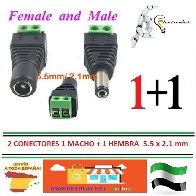 X2 DC Jack male and female 5,5x2,1 9mm power DC plug male and female power outlet 5,5x2,1mm from Spain MARKETPLACEXT C21