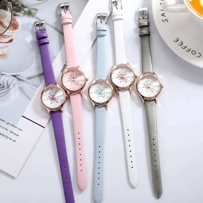 Disney For Women Watches Frozen Cartoon Quartz Wristwatch Rhinstone Scale Luminous Hand Waterproof Girl Youth Student Lady Clock