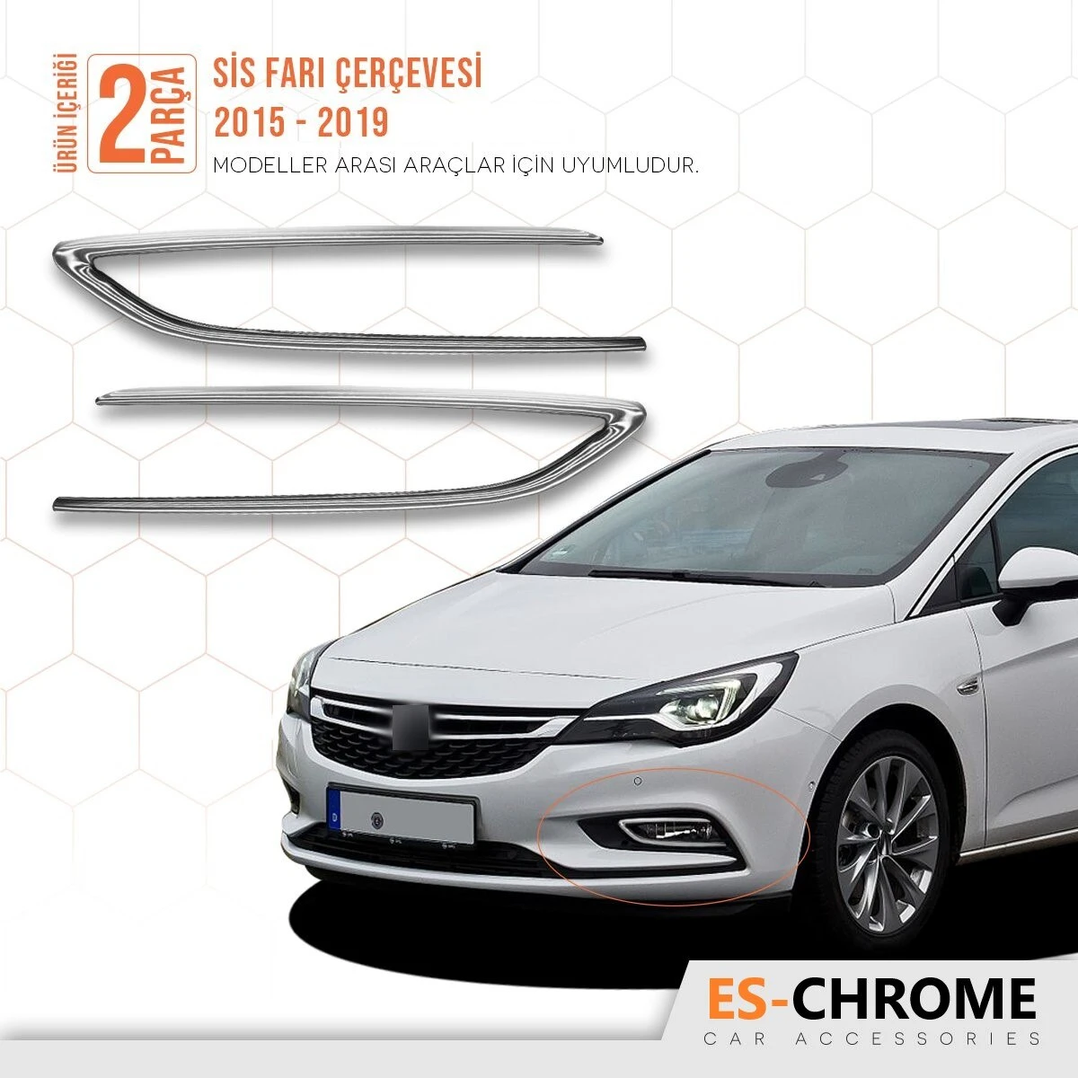 For Opel Astra K Chrome Fog light Frame 2 Piece 2015 and Above Chromium Styling Accessories Modified Stainless Steel