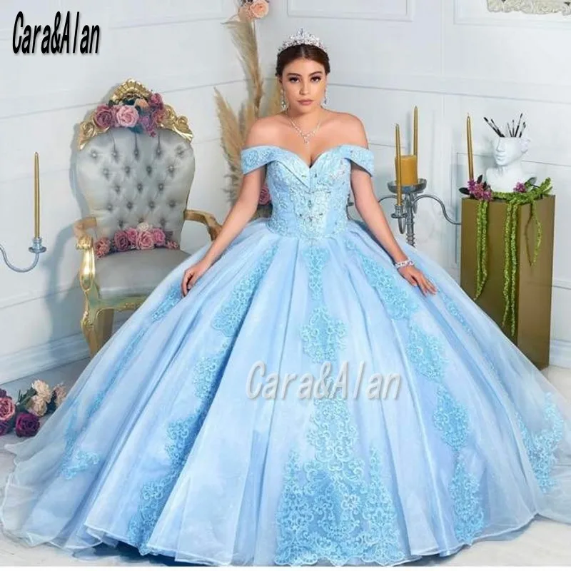 Abiti da principessa Quinceanera rosa messicano con spalle scoperte Appliques di pizzo Puffy Sweet 16 Prom Pageant abiti abiti da xv ol