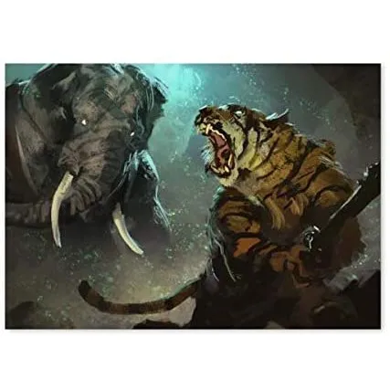 Placa Decorativa Elefante Briga with Tigre