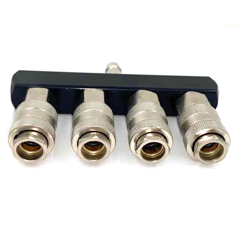 Pneumatic Fitting 4 WAY Manifold Quick Connector European Type Air Compressor Air Hose Hardware Tools 1/4\'\'NPT Quick Couplers