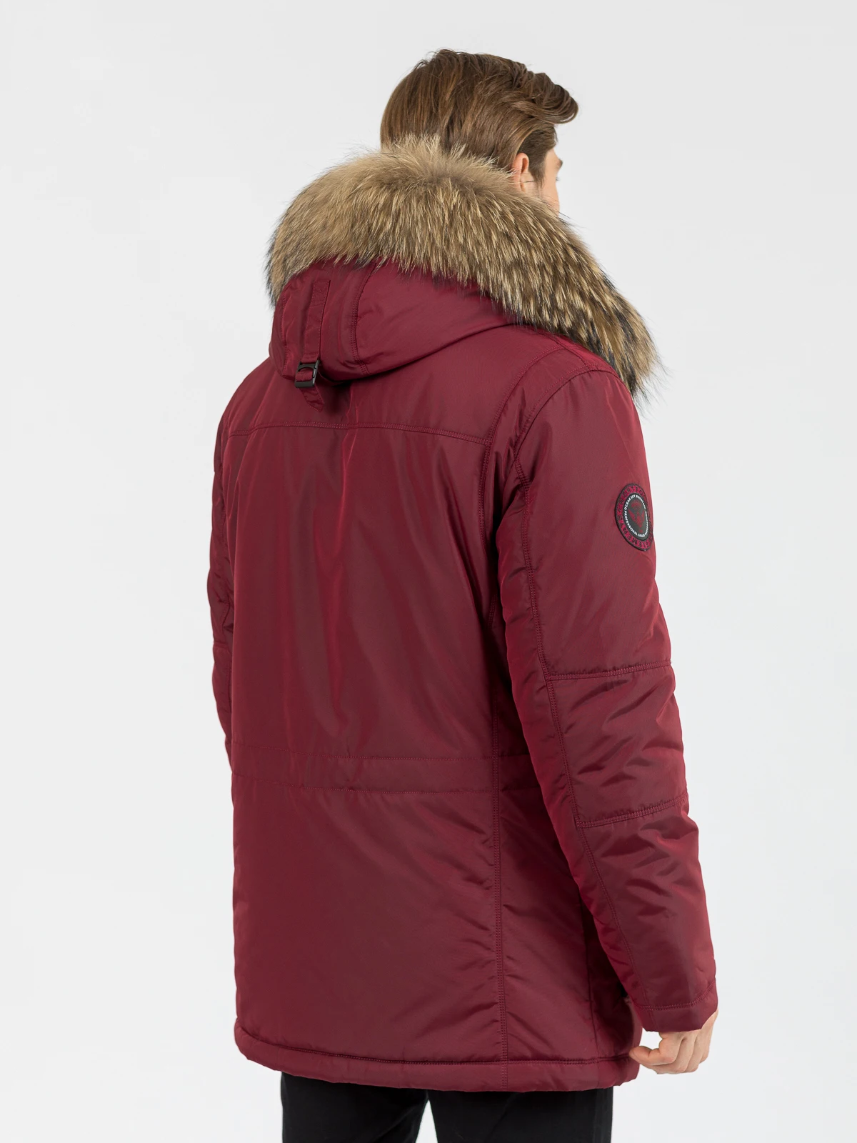 Nortfolk winter jacket men thick warm parka with removable natural fur trim on the hood and knitted cuffs