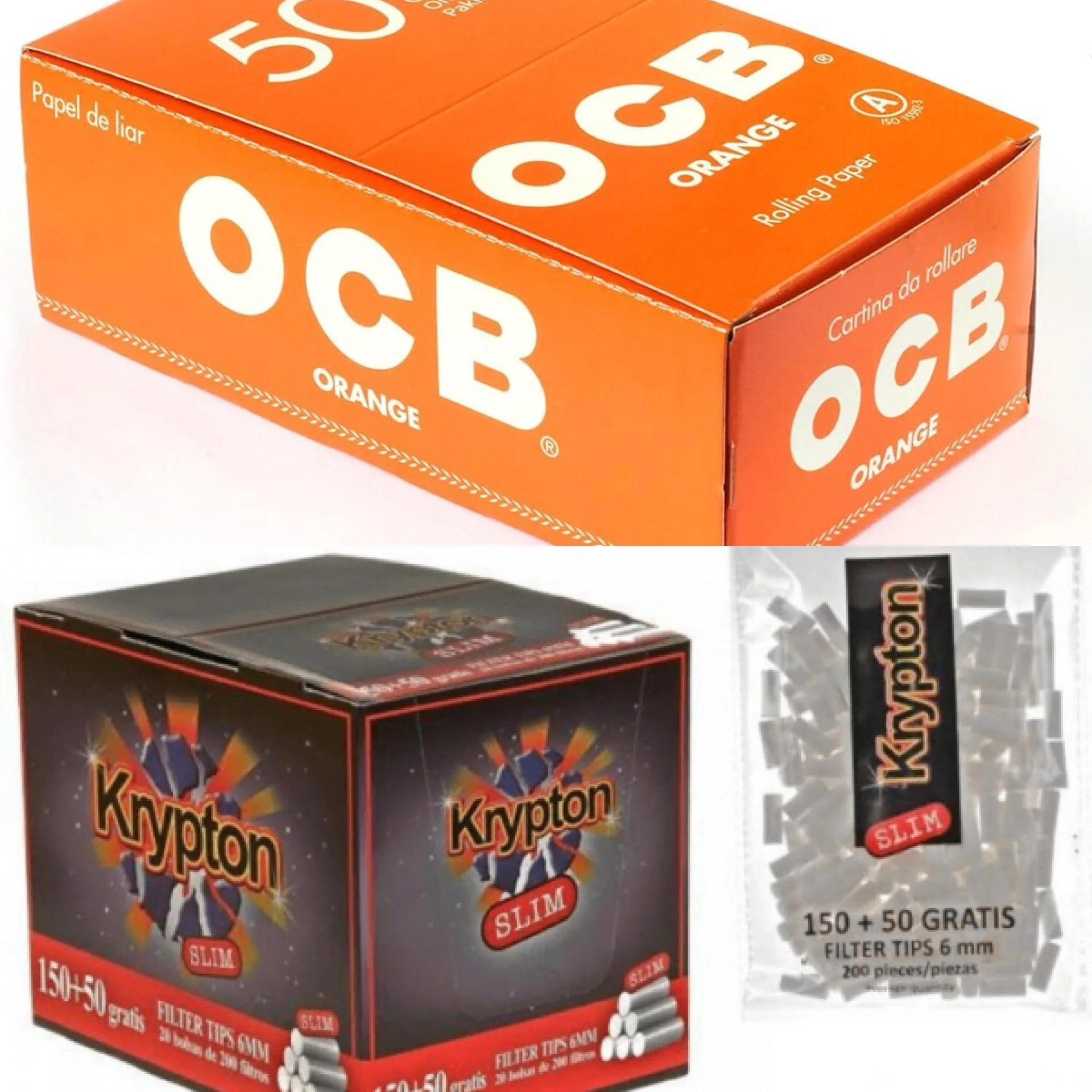 OCB ORANGE Regular Papers (70mm) 50 booklets + 4000 filters Krypton Slim (6x15mm)