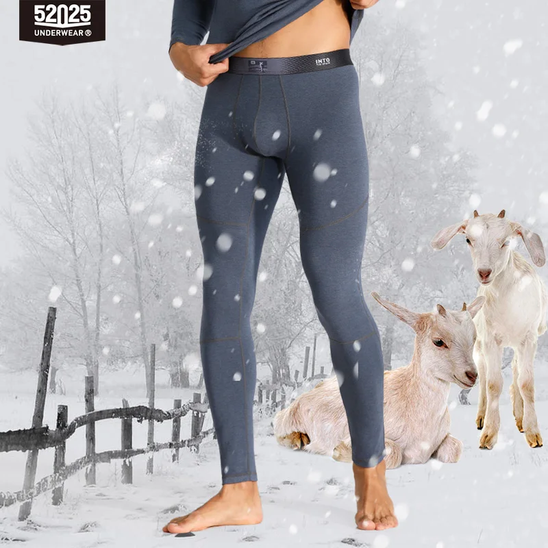 52025 Men Thermal Leggings with Cashmere Comfortable Warm Thermal Pants Winter Base Layer Leggings Thermo Botttoms Warm Tights