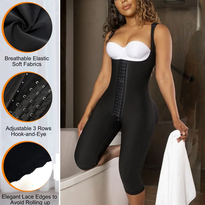 Fajas Shapewear Compression Fabric Abdominal Control Corset Adjustable Shoulder Clasps Buttock ​Lift System Bodysuit with Bones