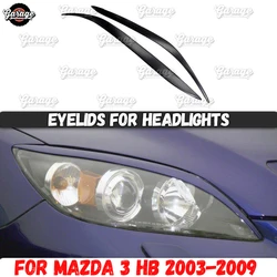 Eyelids for headlights case for Mazda 3 HB 2003-2008 ABS plastic pads cilia eyebrows covers accessories car styling tuning