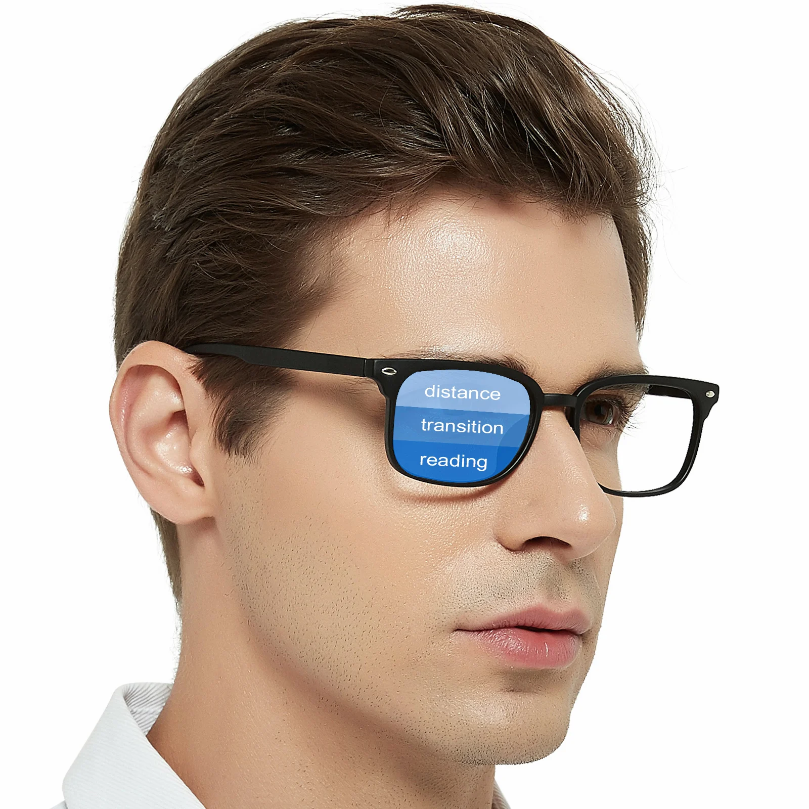 MARE AZZURO Square Progressive Multifocus Reading Glasses Men Fashion Blue Light Blocking Women Multifocal Readers Eyeglasses +1