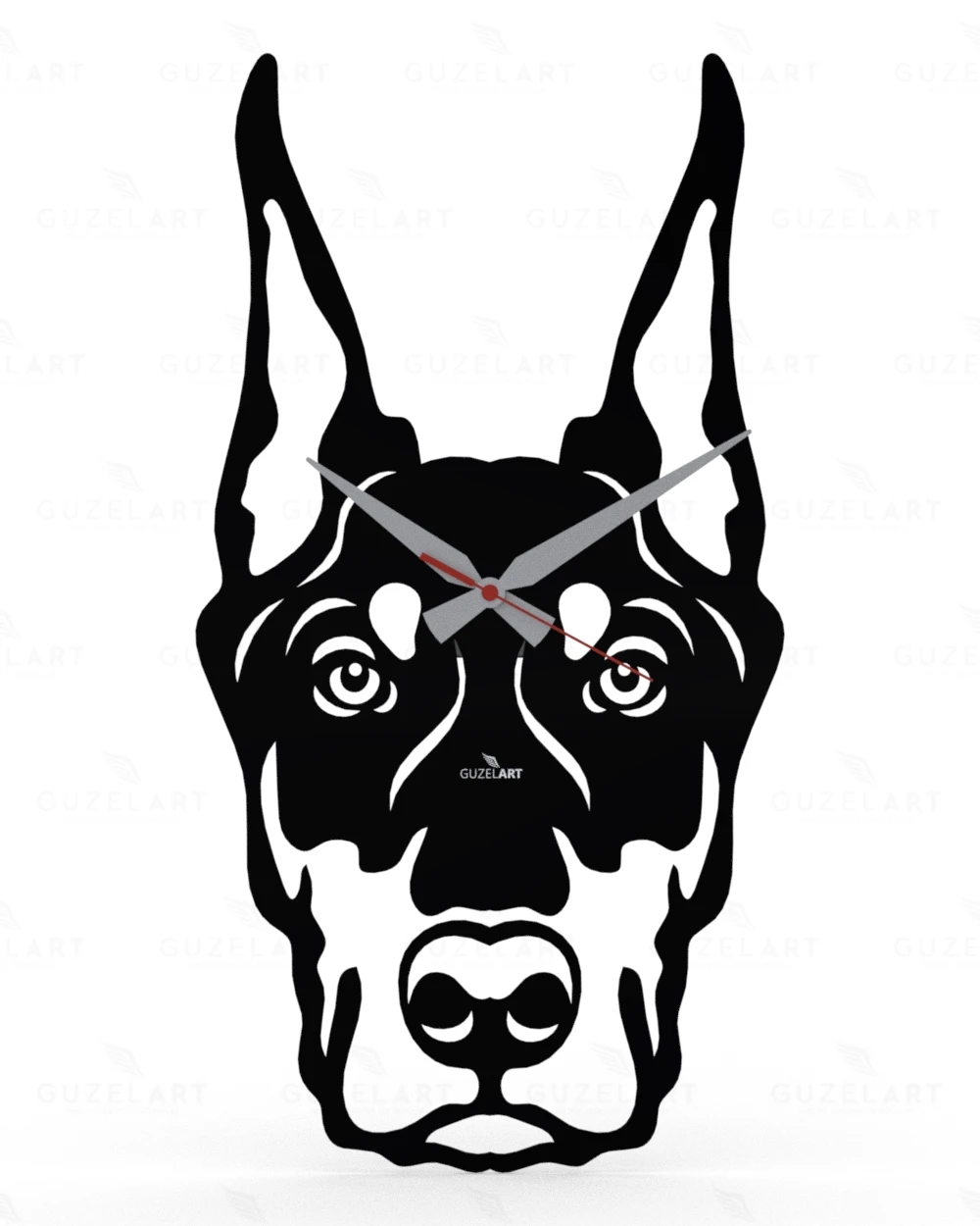 GuzelArt Doberman Wall Clock , Veterinary Wall Clock , Doberman themed wall clock , Dog wall clock , Decorative wall clock