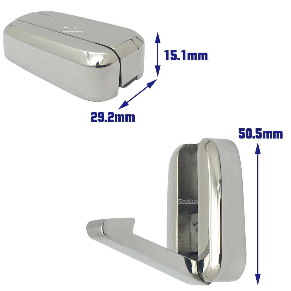 Sealux Spring loaded Marine Grade Stainless Steel Coat hook Foldable Mirror polished for Boat Marine Hardware Accessories