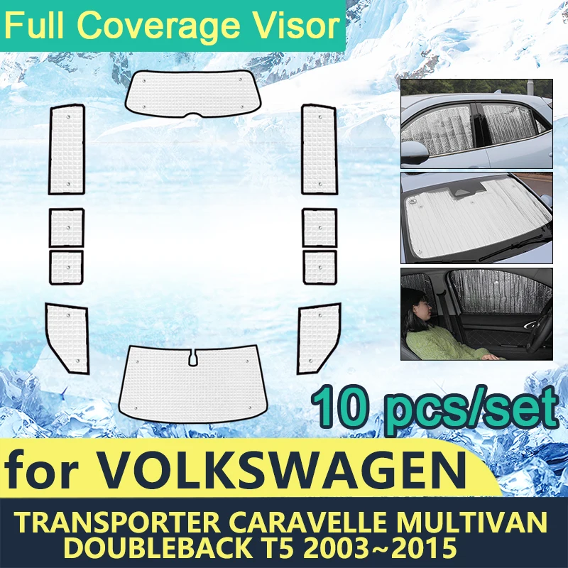 Full Covers Sunshades For Volkswagen VW Transporter Caravelle Multivan Doubleback T5 2003~2015 Car Visor Accessories Shaby 2014